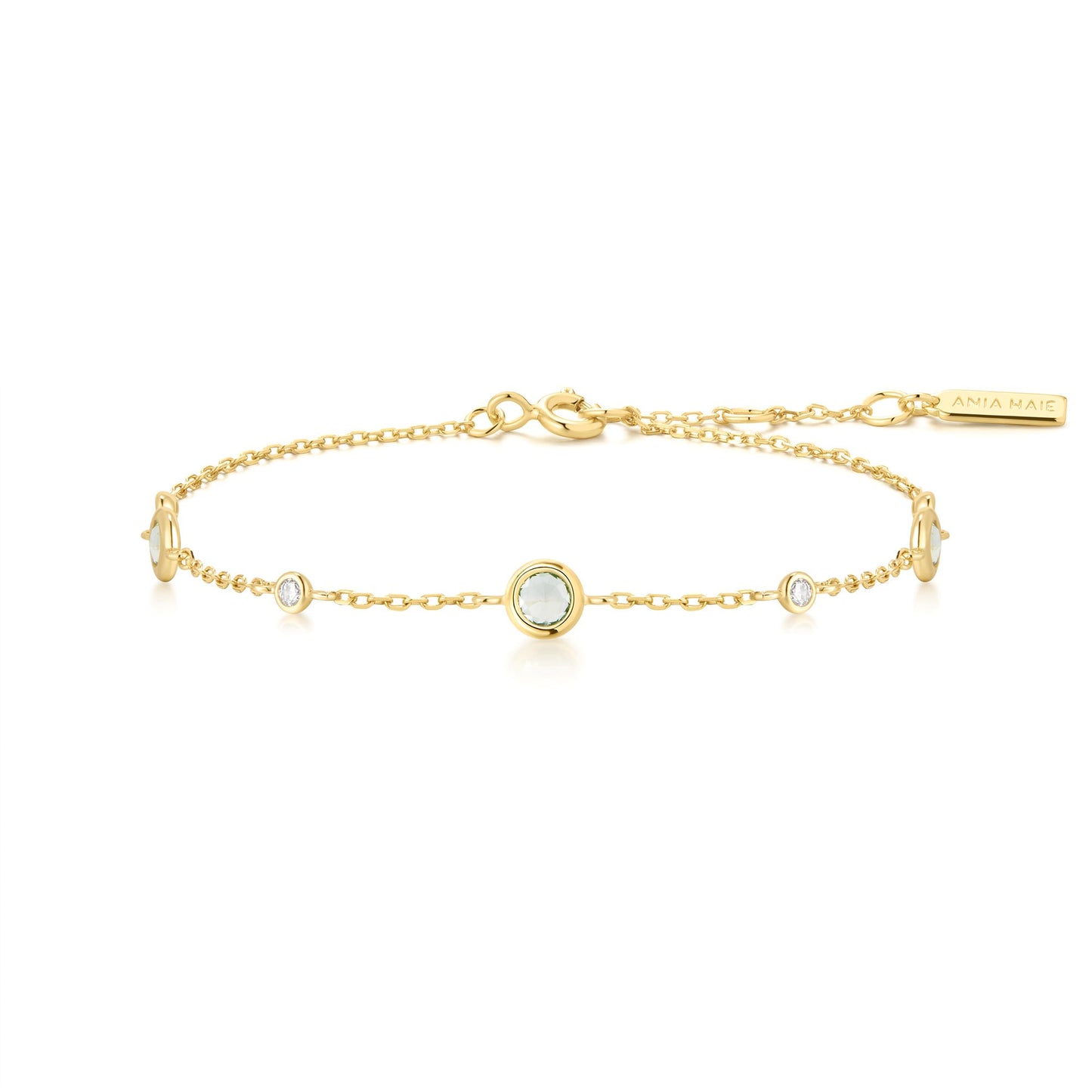 Gold Mint Green Station Bracelet