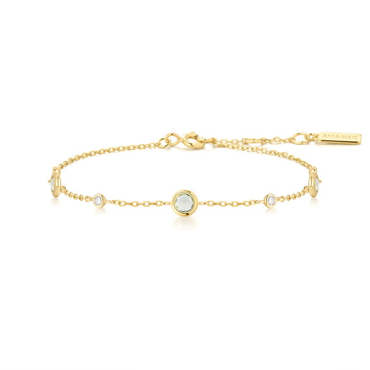 Gold Mint Green Station Bracelet