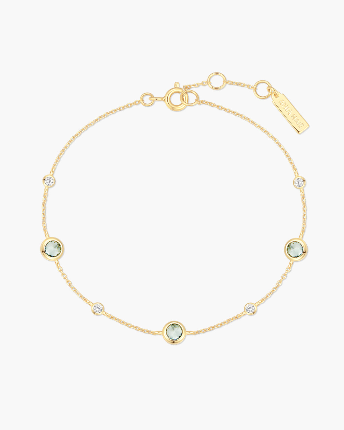 Gold Mint Green Station Bracelet