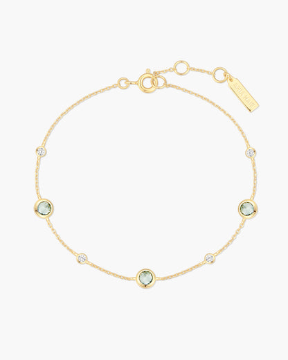 Gold Mint Green Station Bracelet