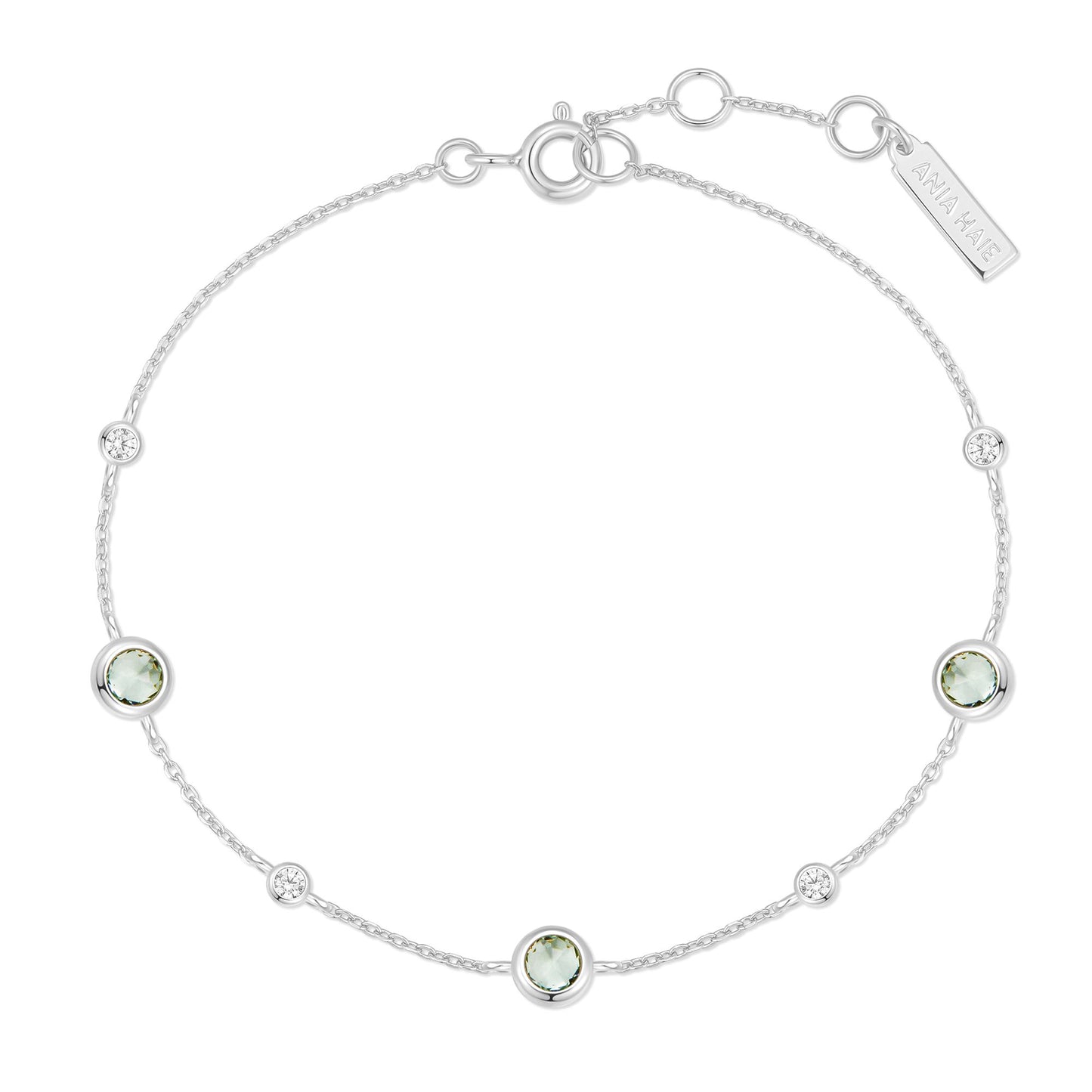 Silver Mint Green Station Bracelet