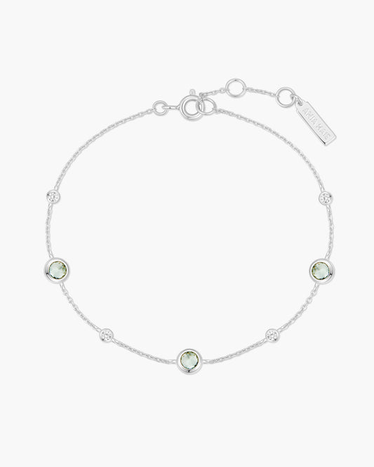 Silver Mint Green Station Bracelet