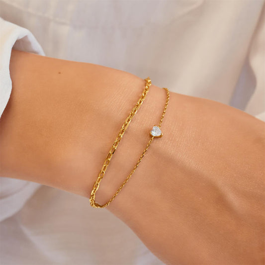 Gold Sparkle Heart Bracelet