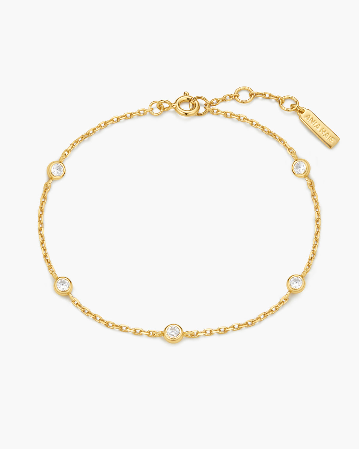 Gold Classic Bezel-Set Station Bracelet