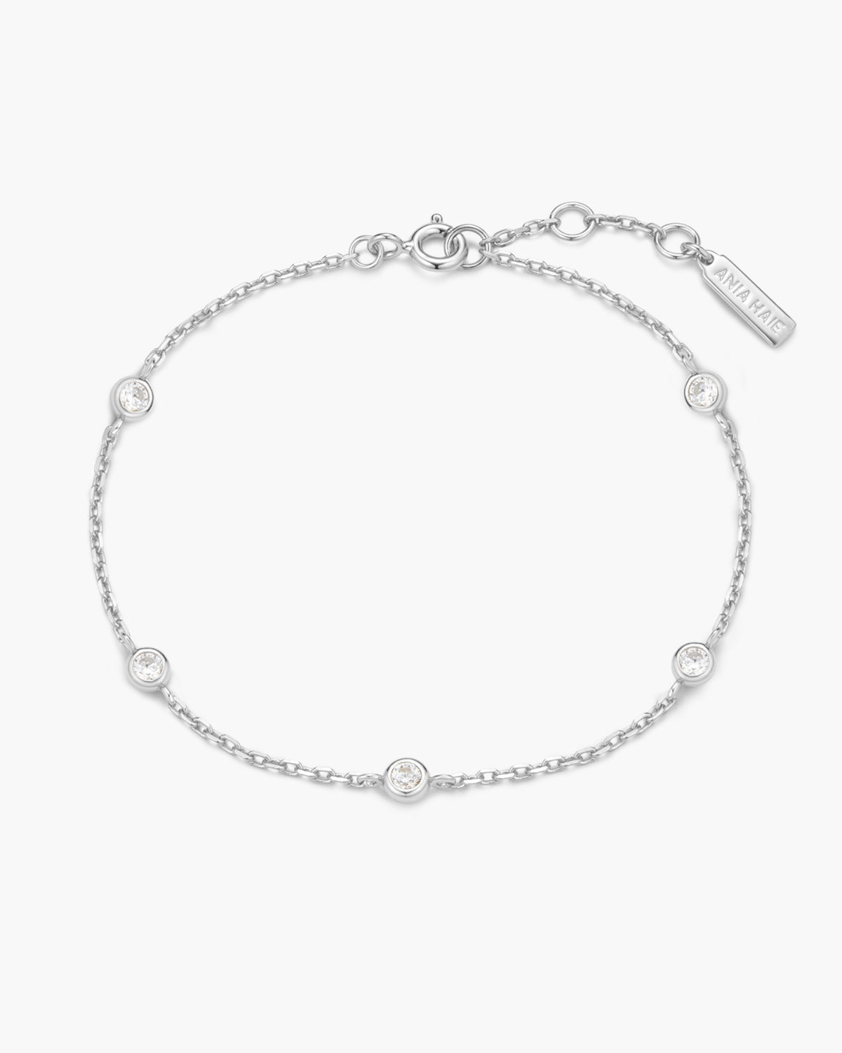 Silver Classic Bezel-Set Station Bracelet