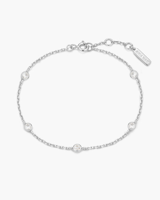 Silver Classic Bezel-Set Station Bracelet
