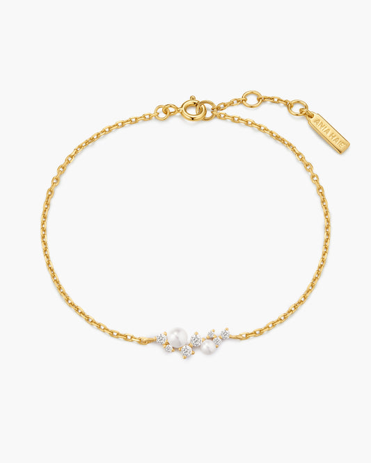 Gold Shell Pearl Cluster Bracelet