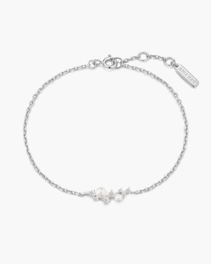 Silver Shell Pearl Cluster Bracelet