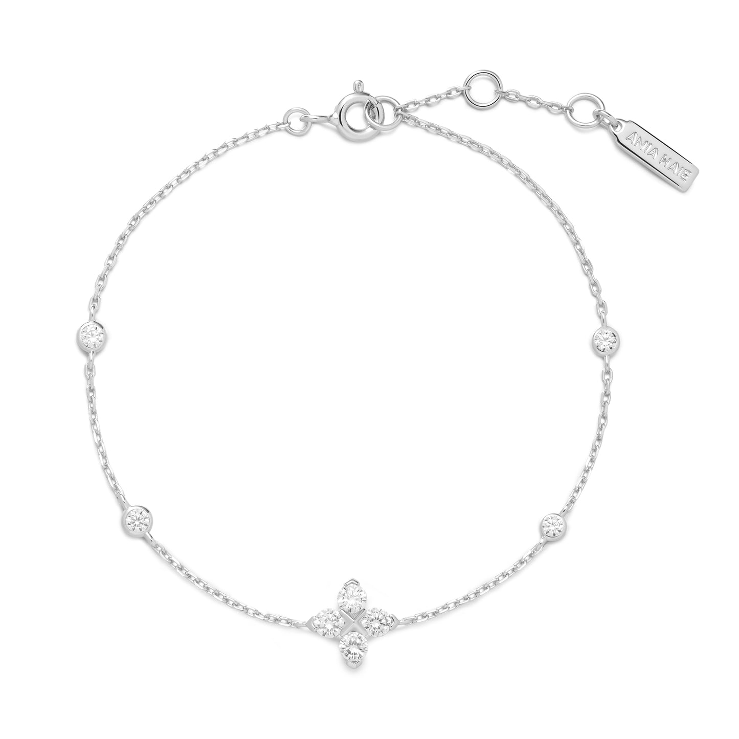 Silver Sparkling Lucky Clover Bracelet