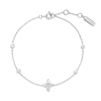 Silver Sparkling Lucky Clover Bracelet