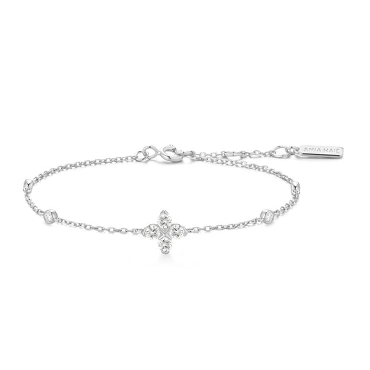 Silver Sparkling Lucky Clover Bracelet