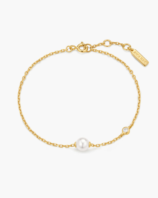 Gold Shell Pearl & Bezel-Set Sparkle Bracelet