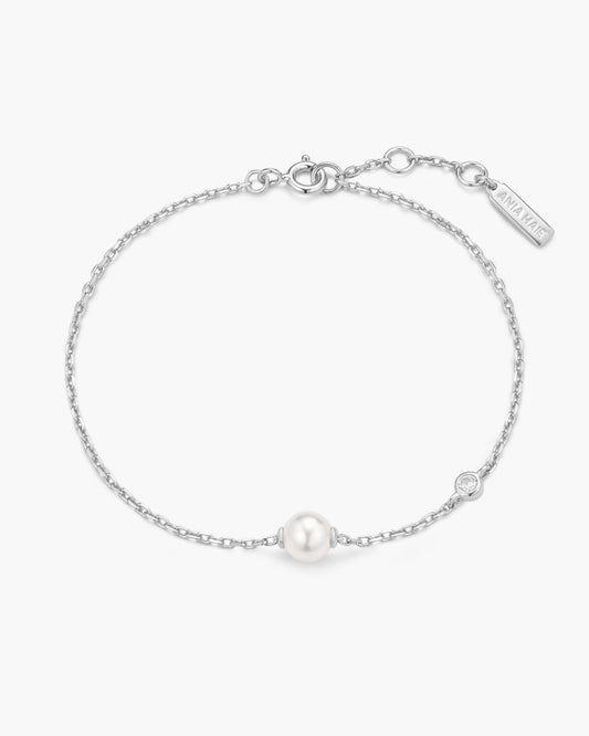 Silver Shell Pearl & Bezel-Set Sparkle Bracelet