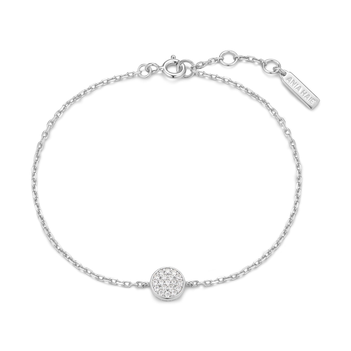Silver Pavé Disc Bracelet