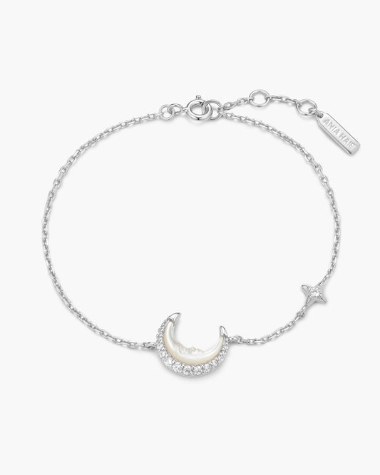 Silver Mother-of-Pearl Crescent Moon Bracelet