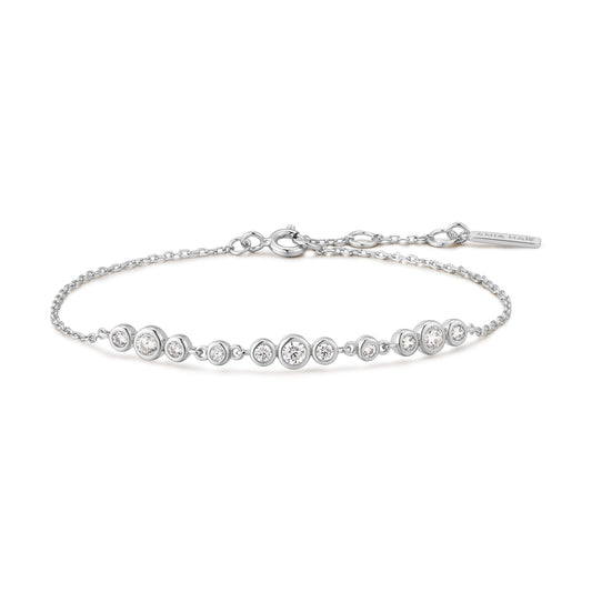 Silver Graduated Bezel-Set Trios Bracelet