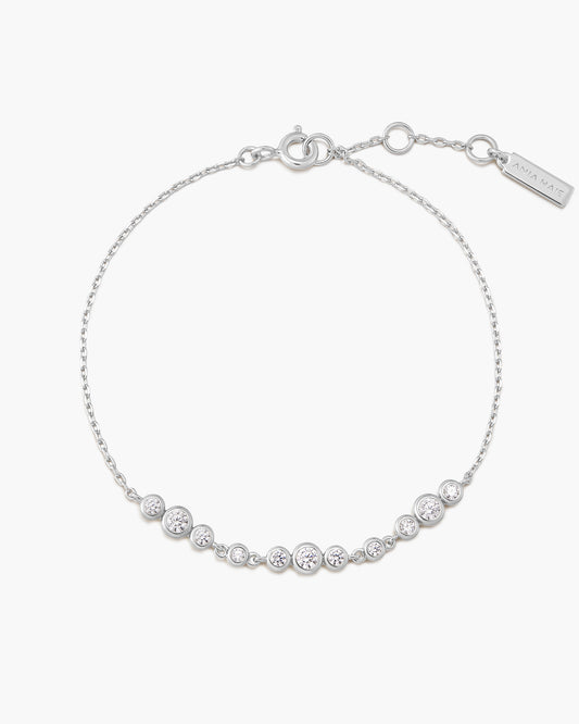 Silver Graduated Bezel-Set Trios Bracelet