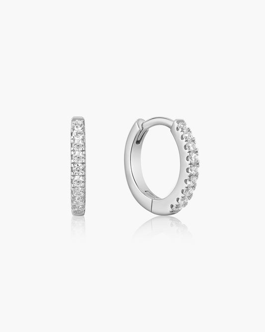 Silver Sparkle Huggie Hoop Earrings
