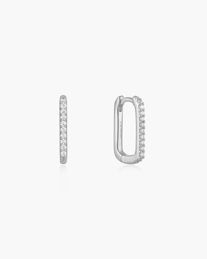 Silver Glam Oval Hoop Earrings