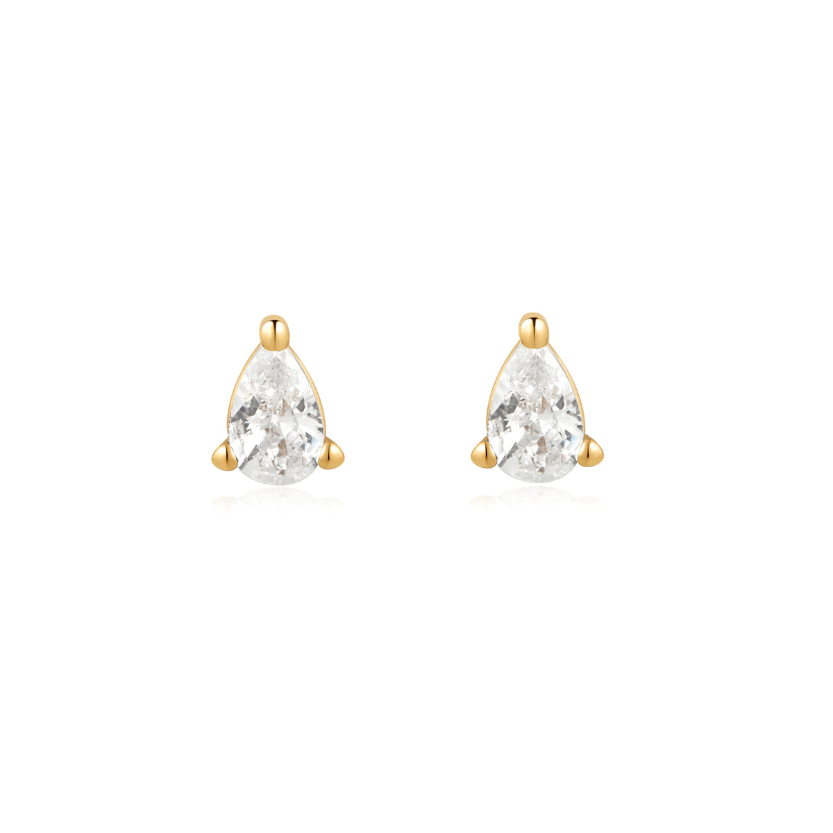 Front view of gold pear-shaped studs