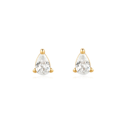 Front view of gold pear-shaped studs