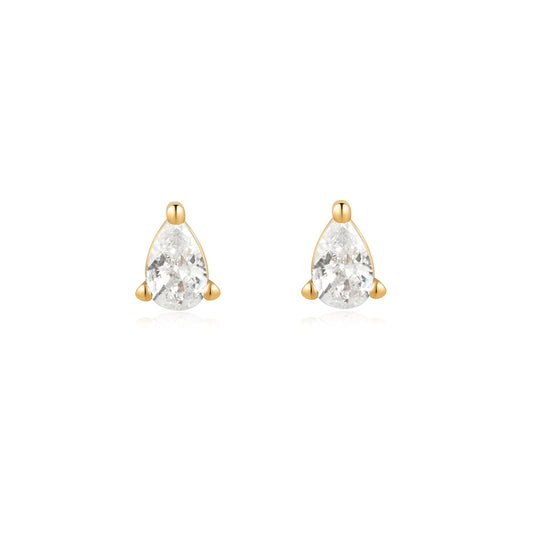 Front view of gold pear-shaped studs