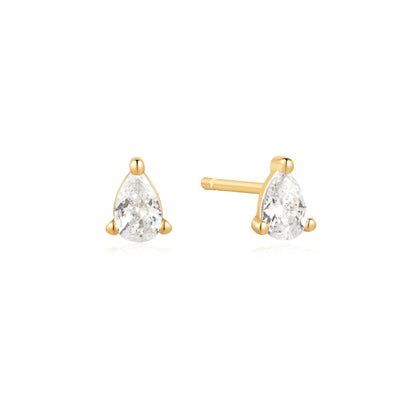 Gold Pear Stud Earrings