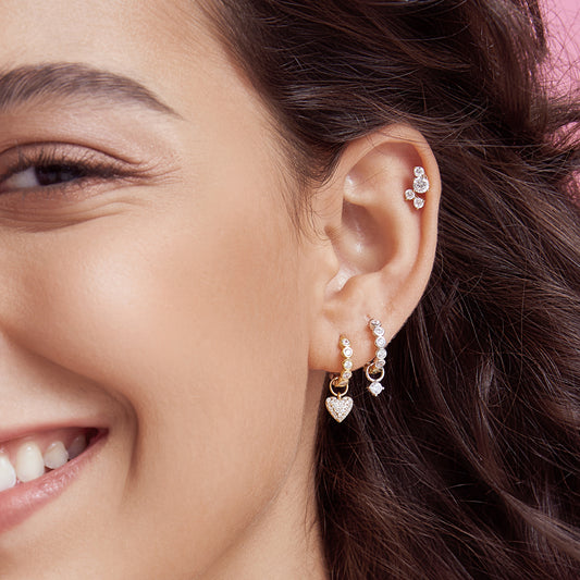 Gold Heart Pavé  Earring Charm