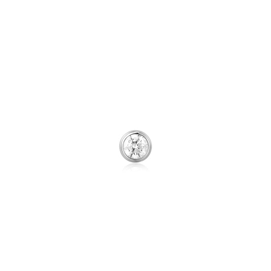 Silver Solitaire Cubic Zirconia Barbell