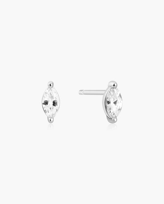 Silver Marquise Solitaire Studs