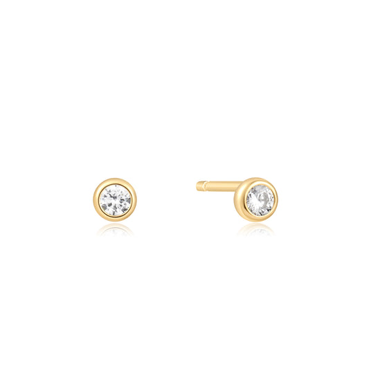 Gold Solitaire Cubic Zirconia Studs