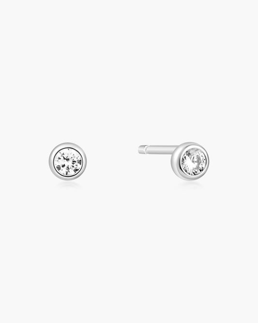 Silver Solitaire Cubic Zirconia Studs