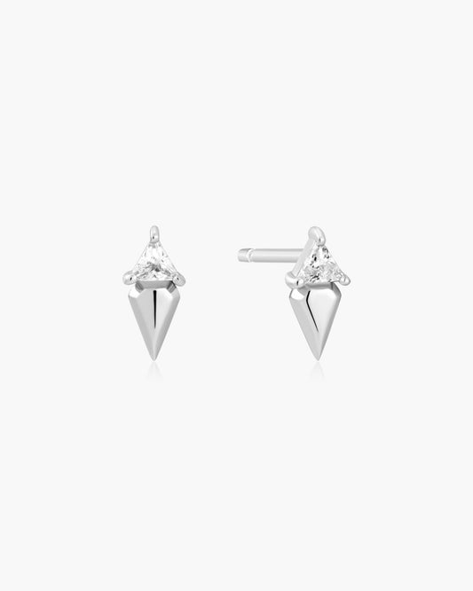 Silver Triangle Cubic Zirconia Geometric Stud Ear Jackets