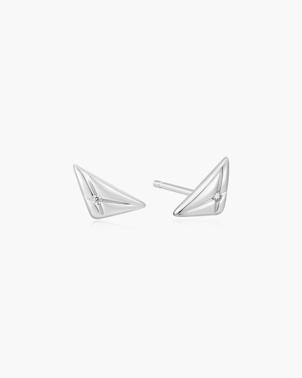 Silver Triangle Kiss Studs