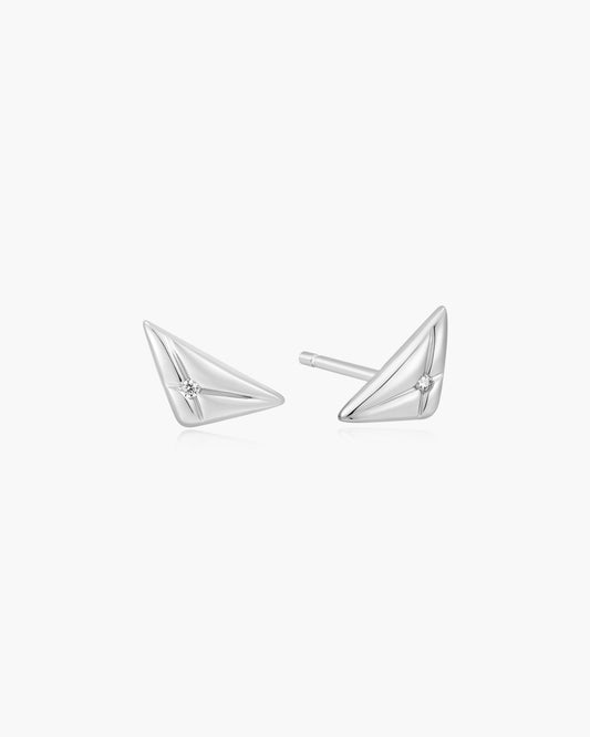 Silver Triangle Kiss Studs