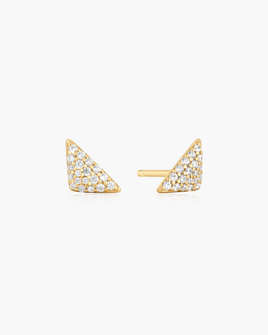 Gold Triangular Pavé Studs