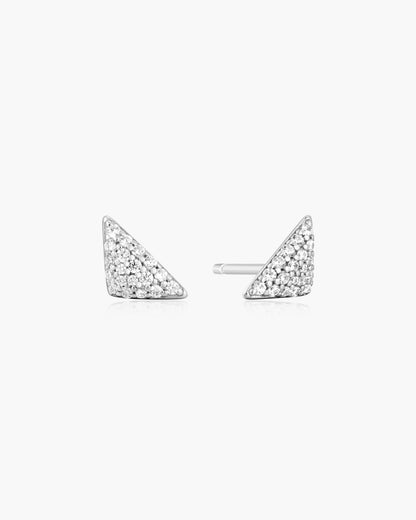Silver Triangular Pavé Studs