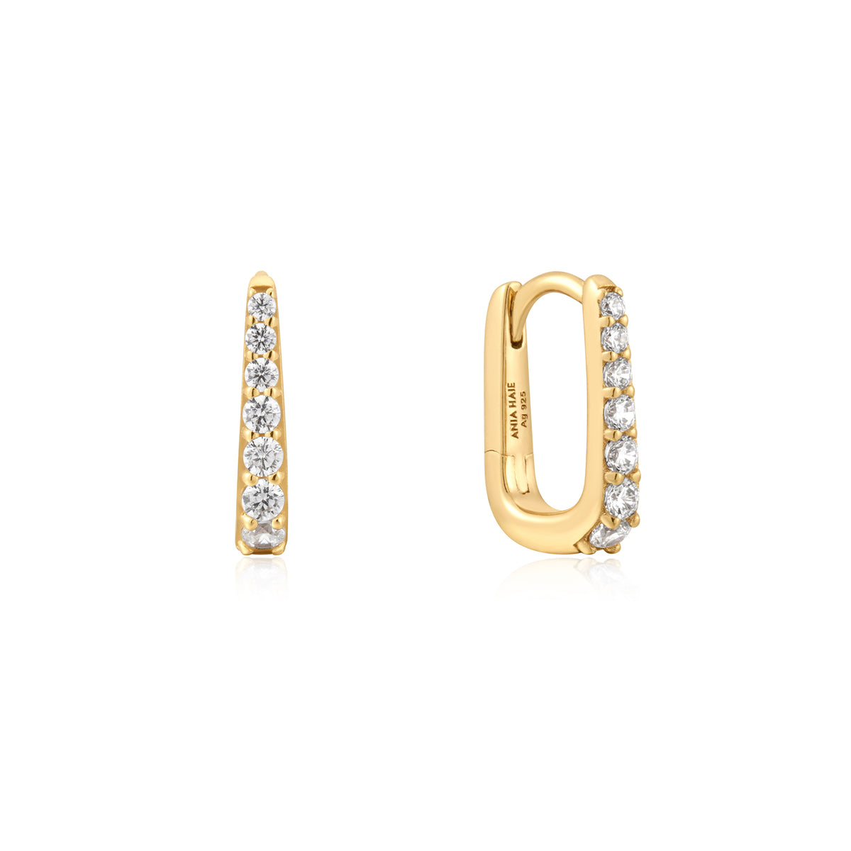 ania haie Gold Oval Pavé Huggies