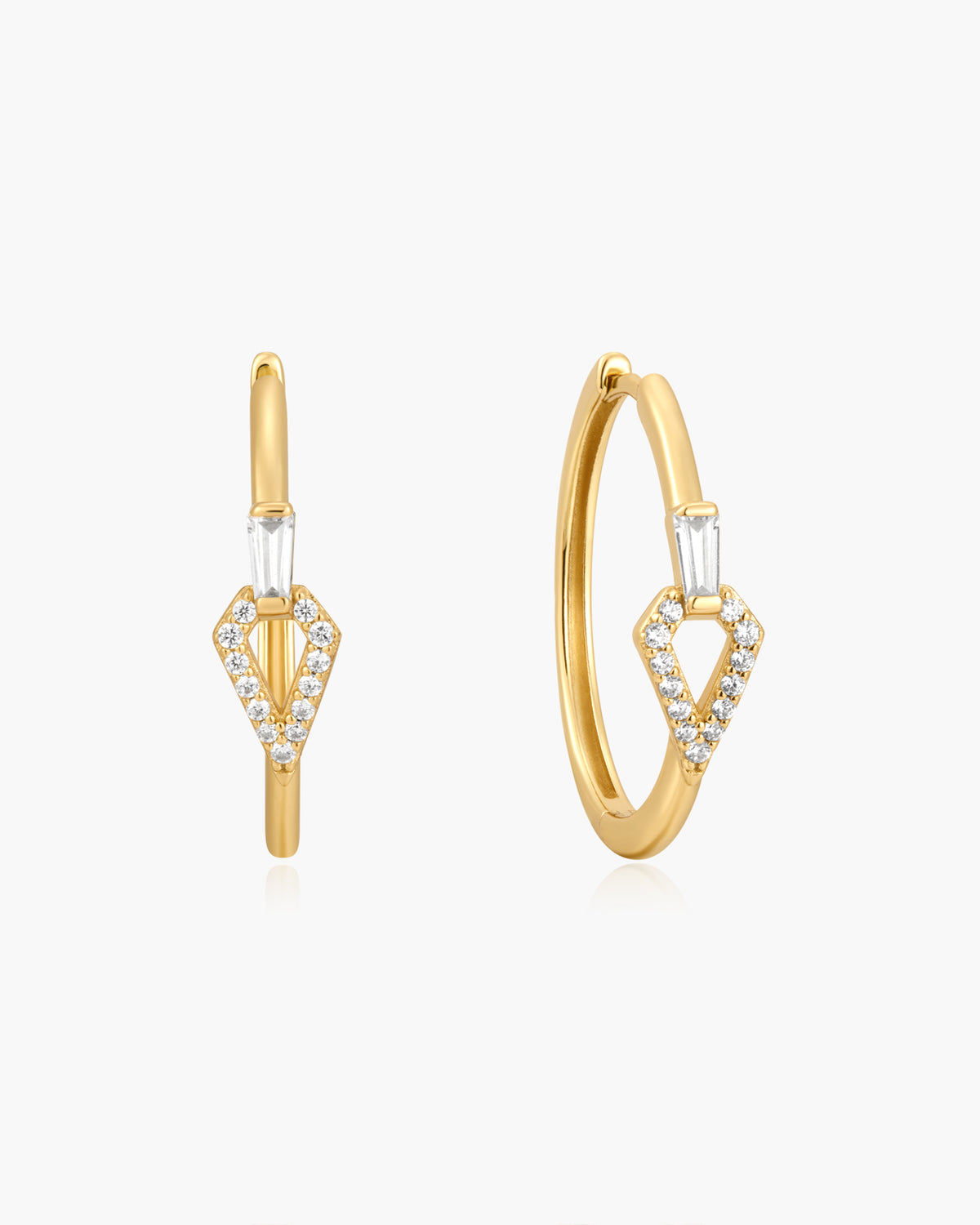 Gold Cubic Ziconia Geometric Hoops