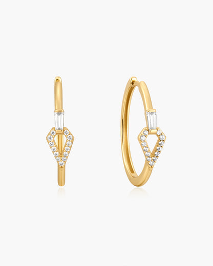 Gold Cubic Ziconia Geometric Hoops