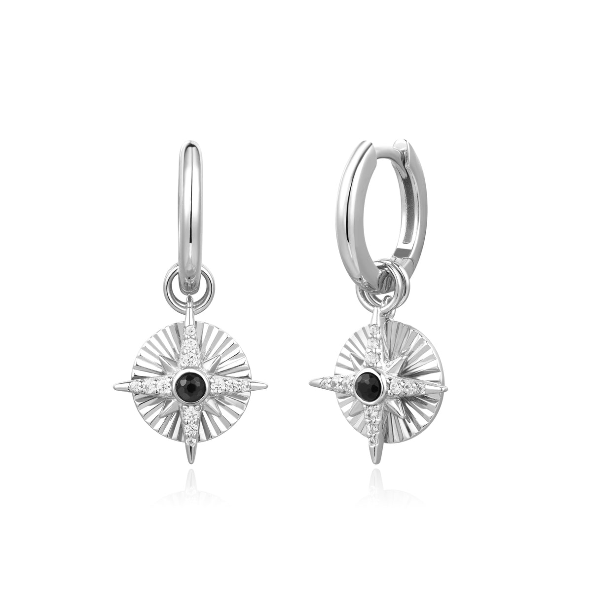 ania haie Silver Astrolabe Charm Huggies