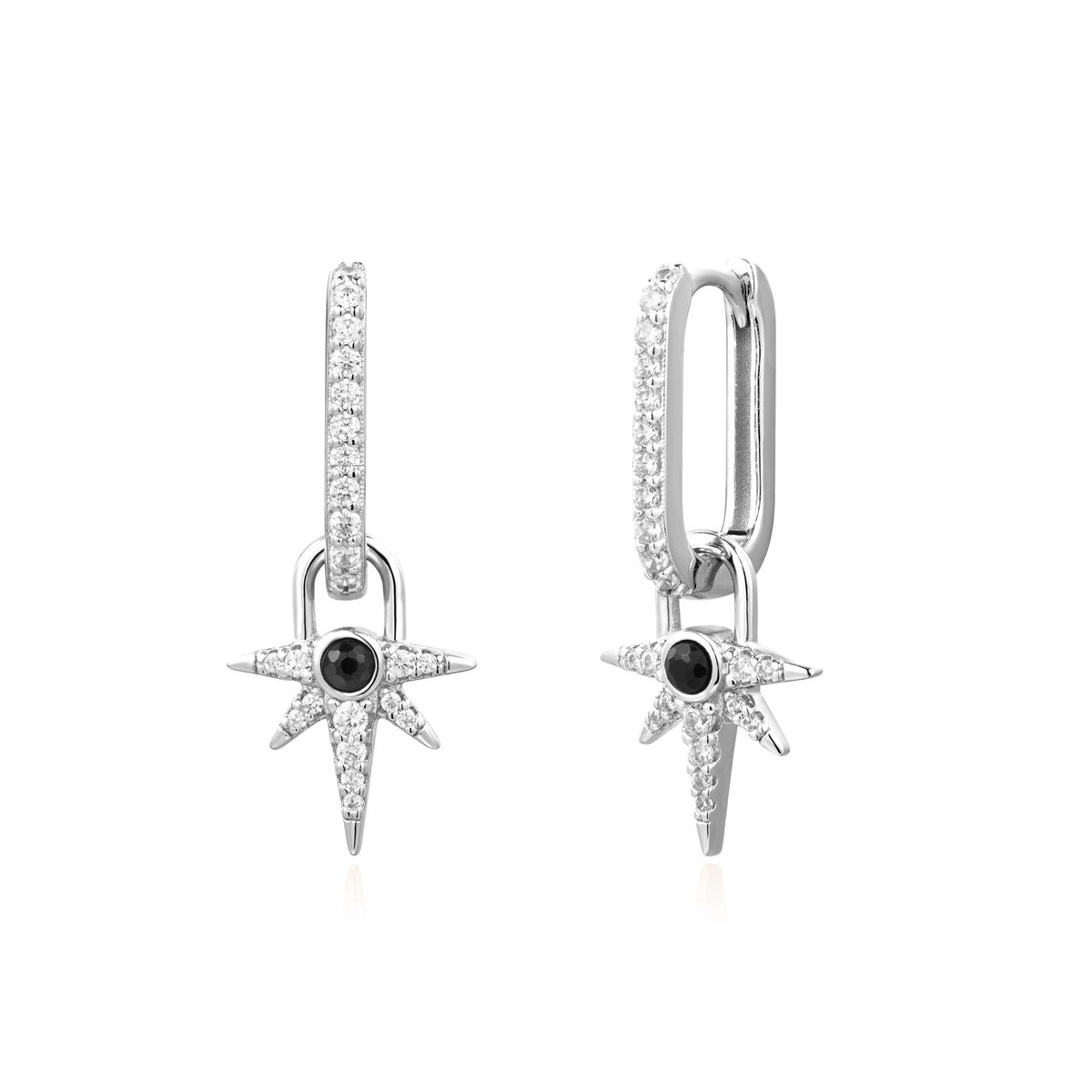 ania haie Silver Black Onyx Star Drop Huggies