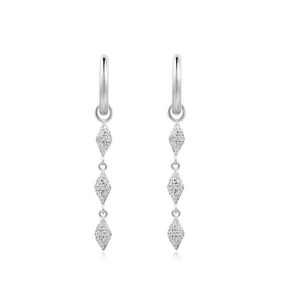Silver Pavé Sparkle Drop Huggies