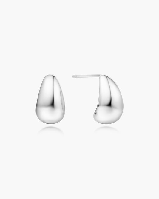 Silver Small Dome Hoop Earrings