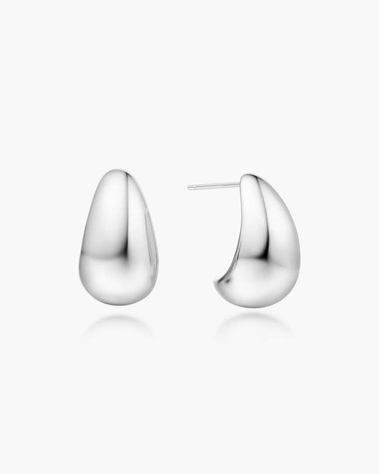 Silver Bold Dome Hoop Earrings