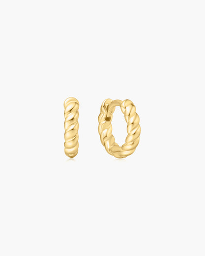 Gold Texture Small Huggie Hoop Earrings