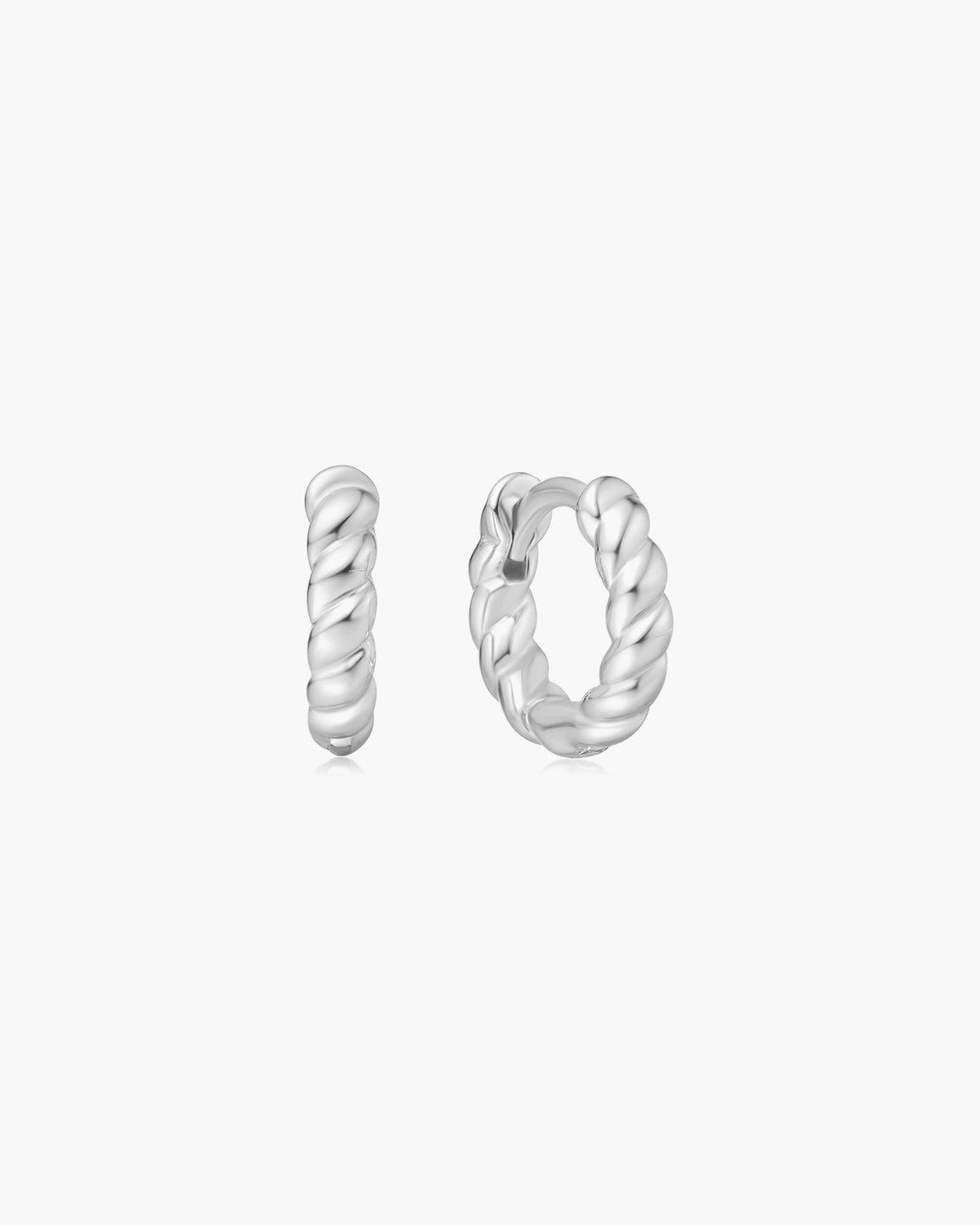 Silver Texture Small Huggie Hoop Earrings