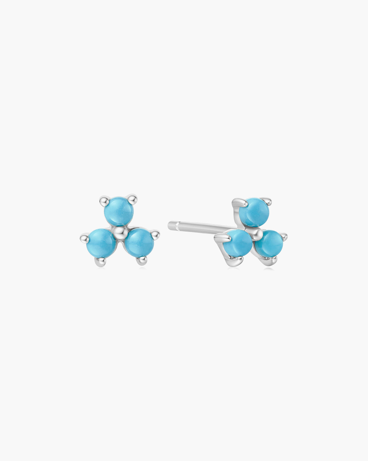 Silver Lab Created Turquoise Lotus Stud Earrings