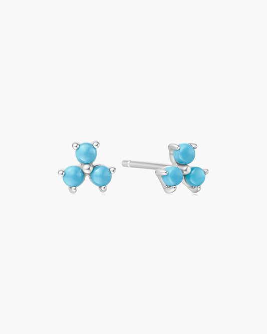Silver Lab Created Turquoise Lotus Stud Earrings