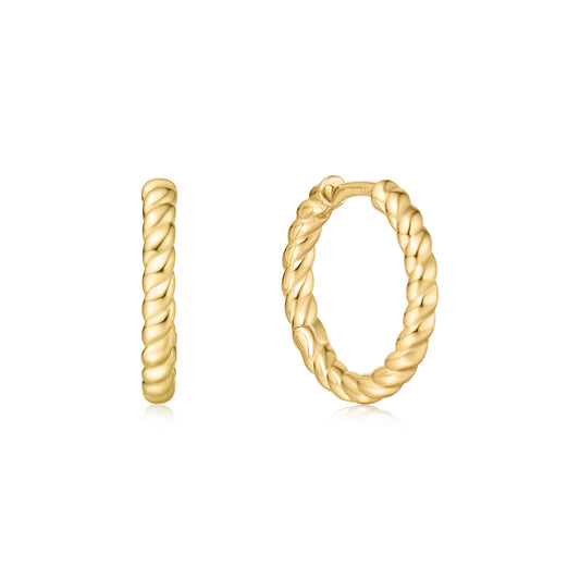 Gold Texture Medium Huggie Hoop Earrings
